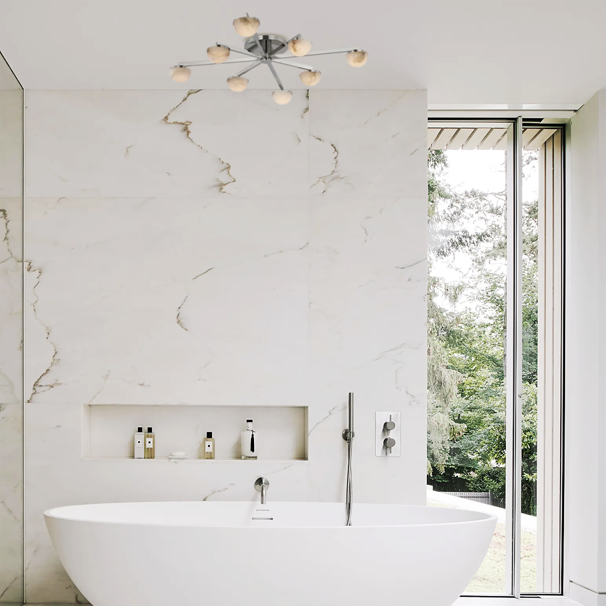 Glacera Alabaster Wearstler Pedra Large Staggered Arm Flush Mount