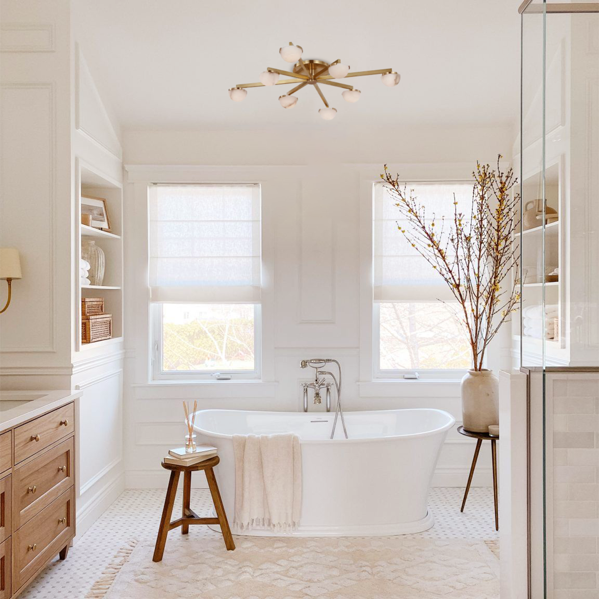 Glacera Alabaster Wearstler Pedra Large Staggered Arm Flush Mount