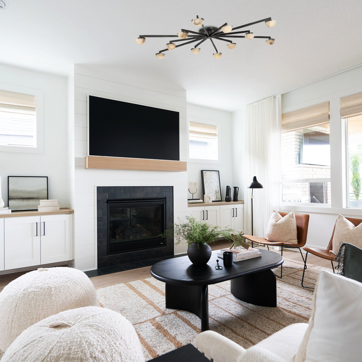 Glacera Alabaster Wearstler Pedra Large Staggered Arm Flush Mount