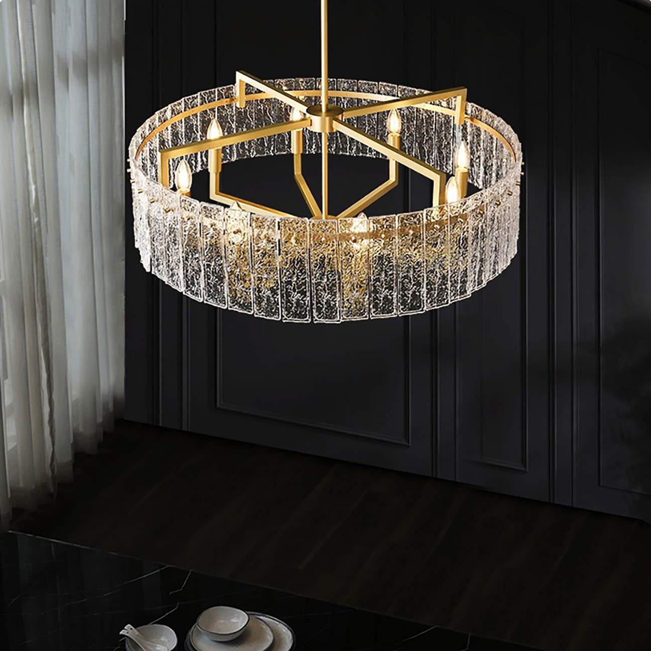 Classic Moire Crystal Round Chandelier-Vancei