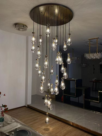 Raindrop Glass Round Chandelier 60"