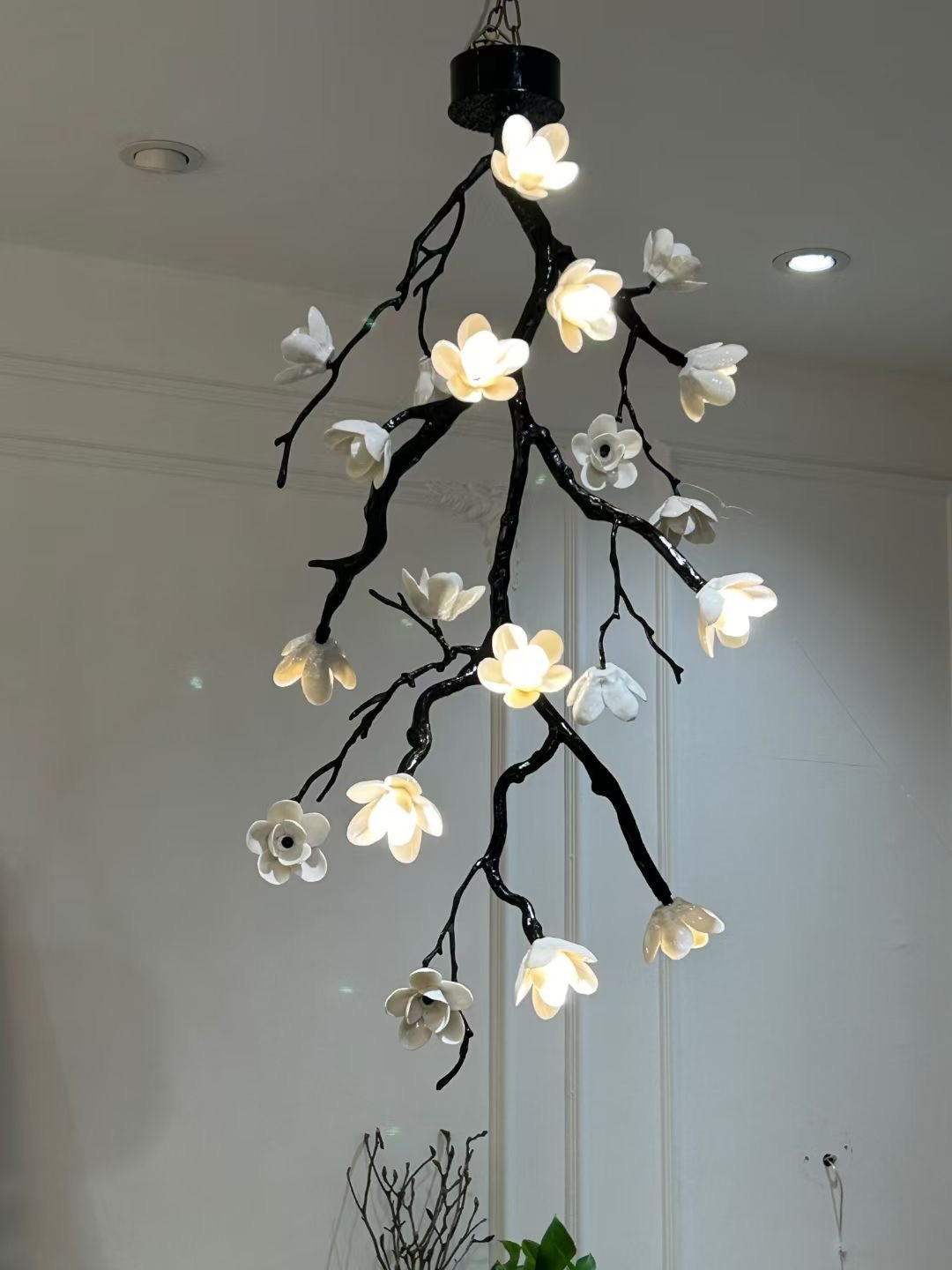 Aura Flora Large Long Branch Flower Chandelier