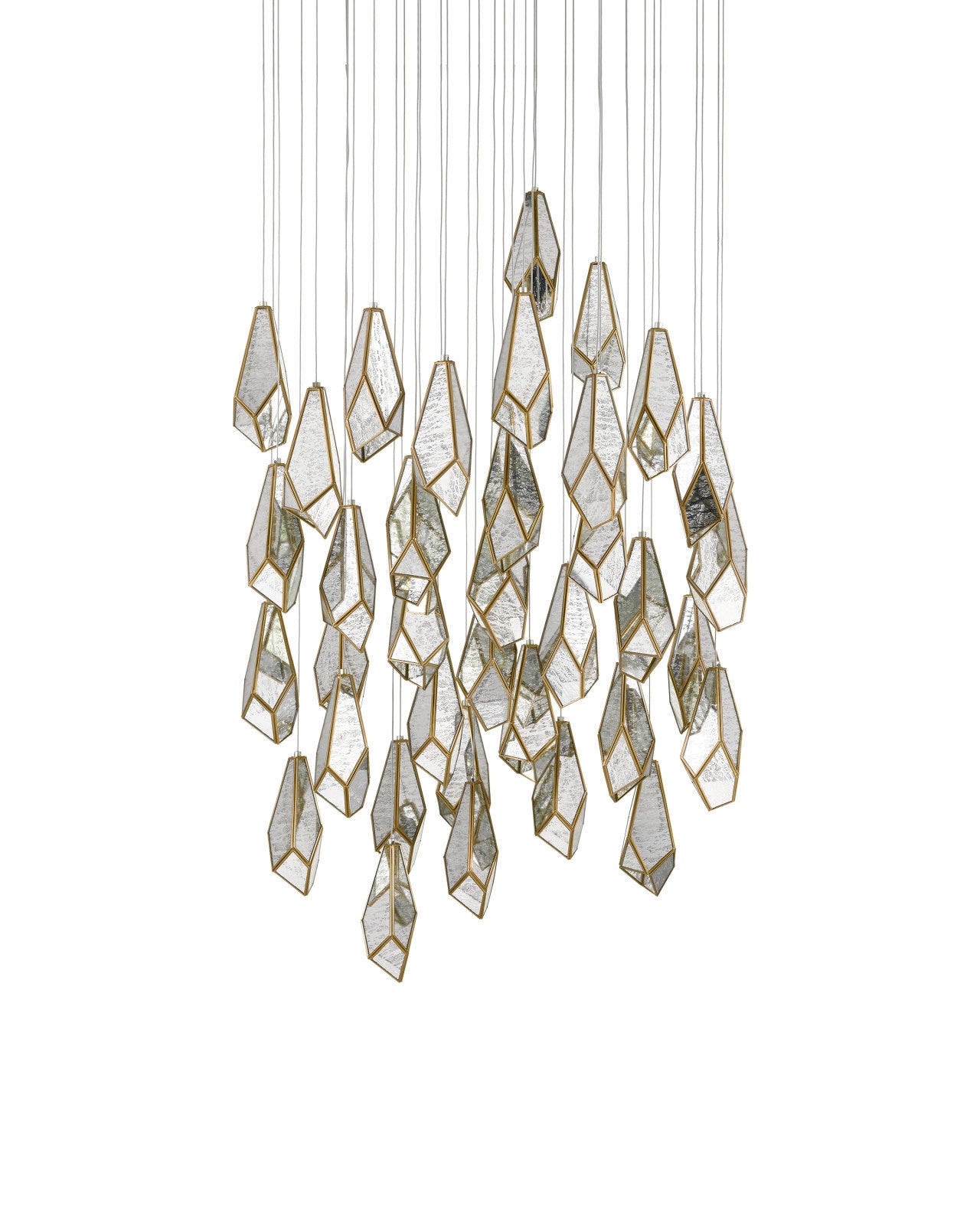 Glass Mirror 36-Light Round Multi-Drop 33'' Chandelier-Vancei