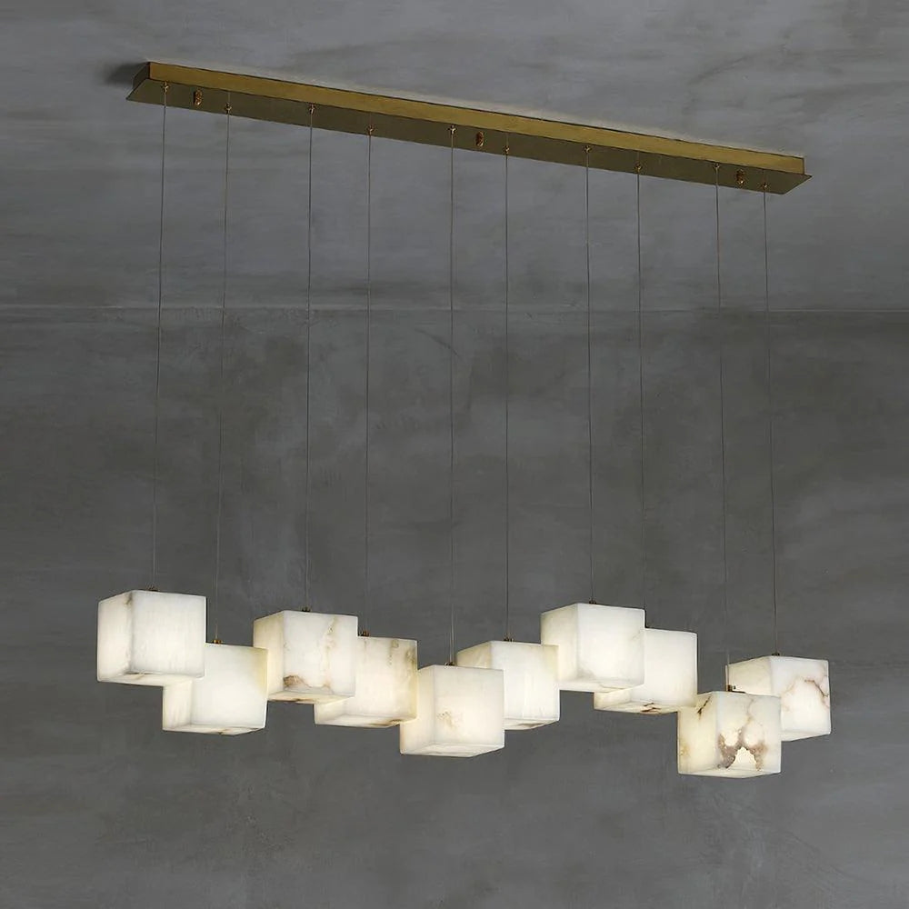 Alabaster Cubic Linear Chandelier-Vancei