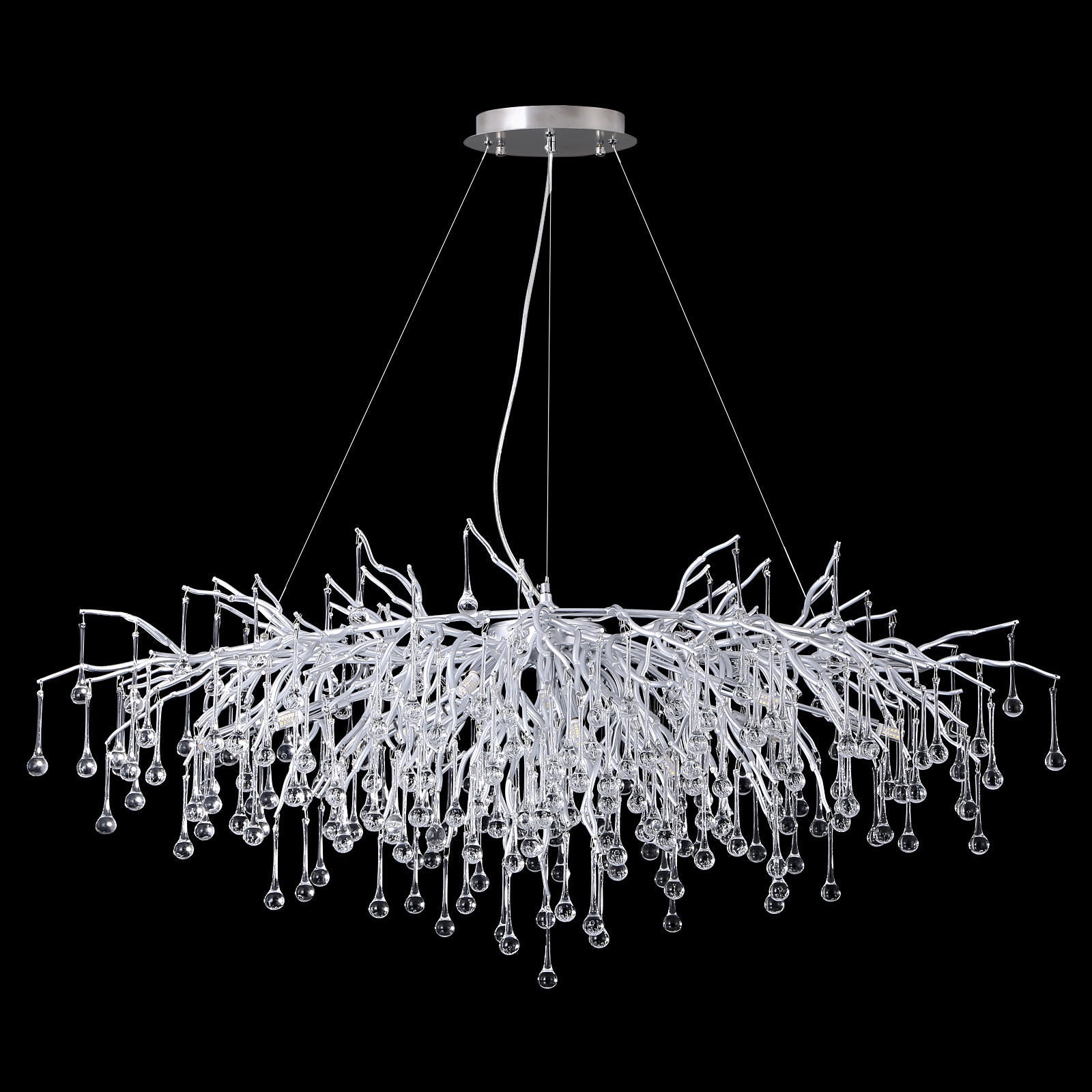 Doris Rectangle Branch Chandelier 45"L Silver-Vancei