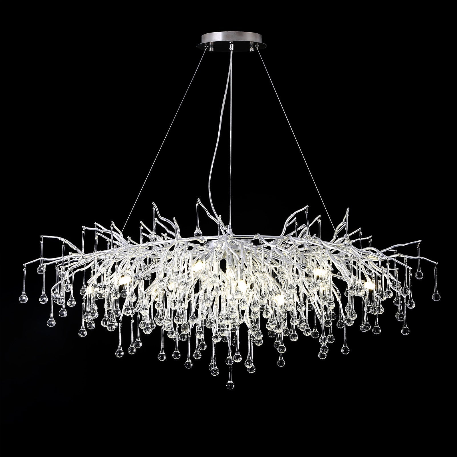 Doris Rectangle Branch Chandelier 45"L Silver-Vancei