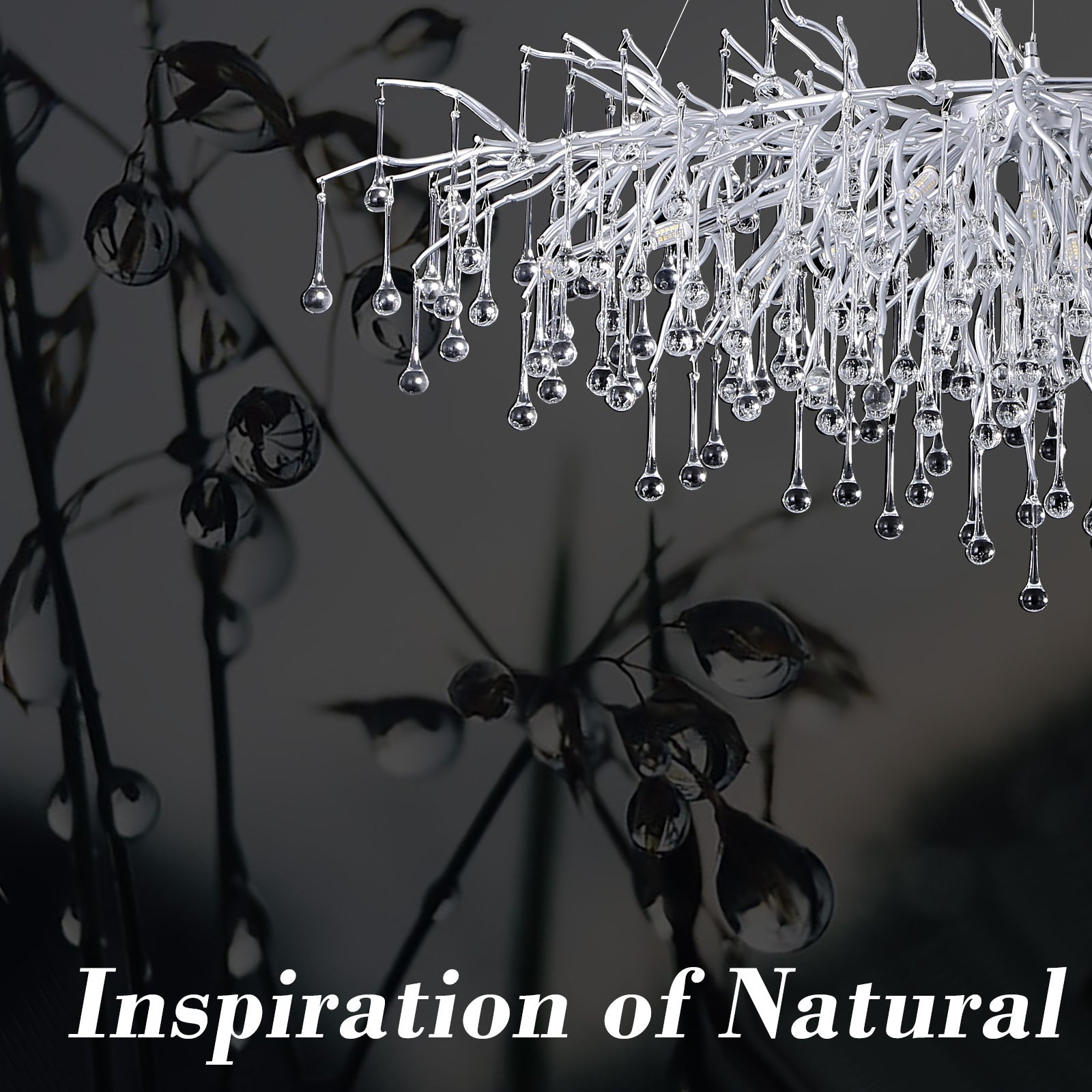 Doris Rectangle Branch Chandelier 45"L Silver-Vancei