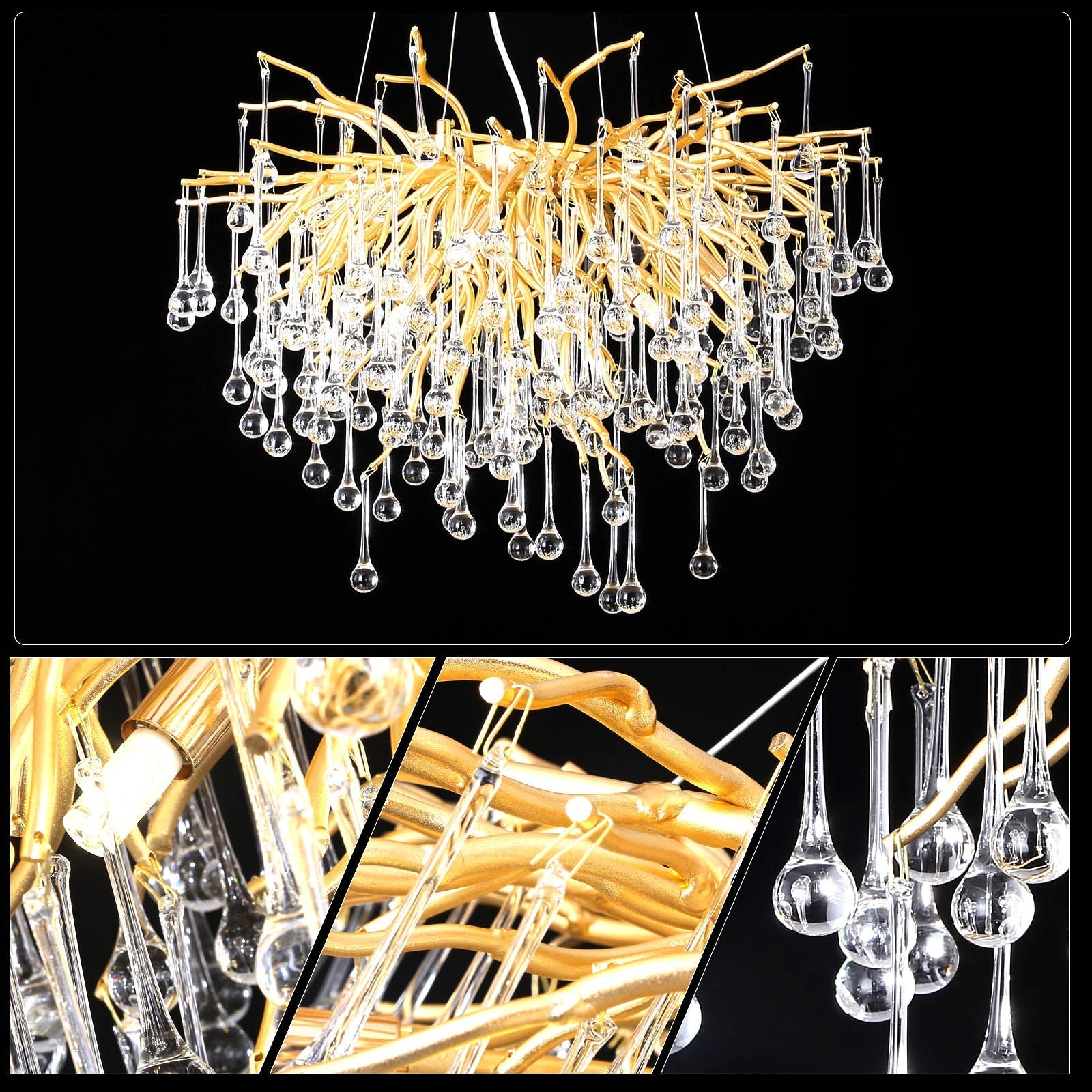 Doris Rain Branch Chandelier 23.5"D Gold-Vancei