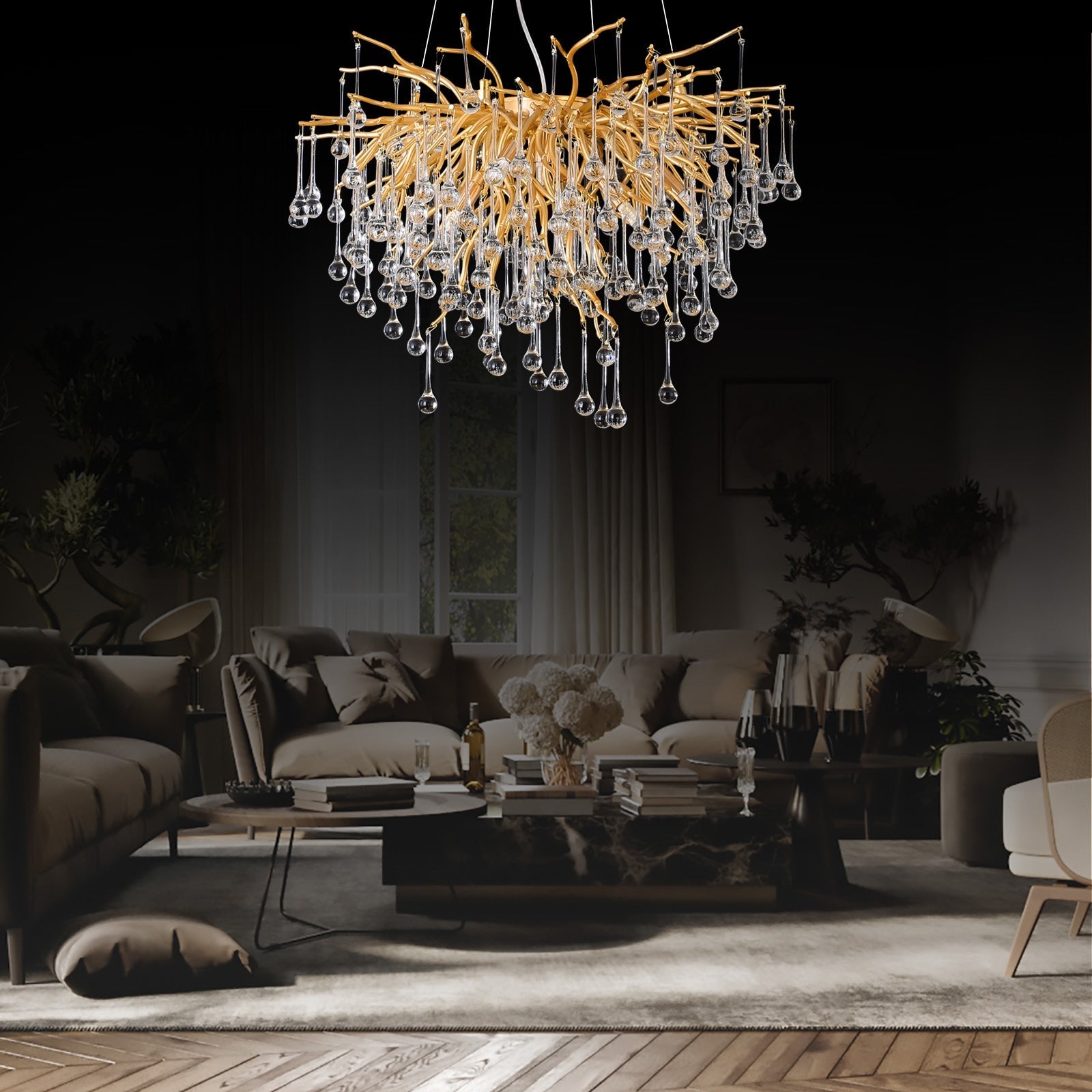 Doris Rain Branch Chandelier 23.5"D Gold-Vancei