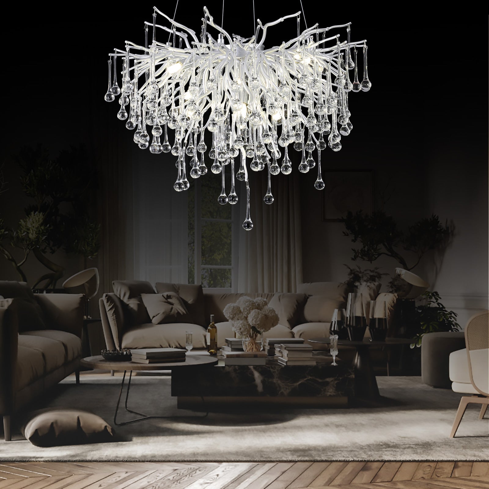 Doris Rain Branch Chandelier Dia 23.5" Silver-Vancei