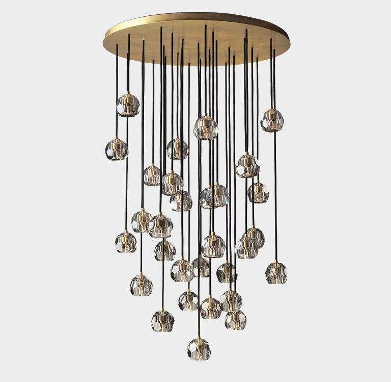 Bille De Crystal Round Cluster Chandelier 60”-Vancei