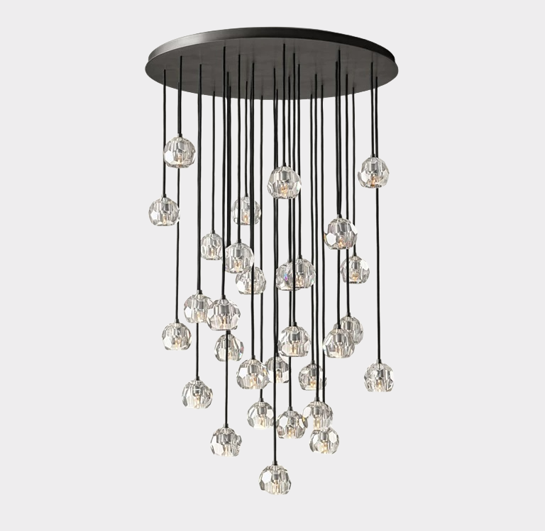 Bille De Crystal Round Cluster Chandelier 60”-Vancei