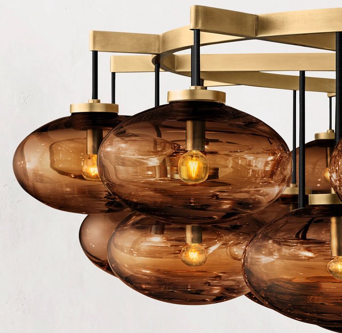 CABRETTE AMBER GLASS ROUND CHANDELIER 60"-Vancei