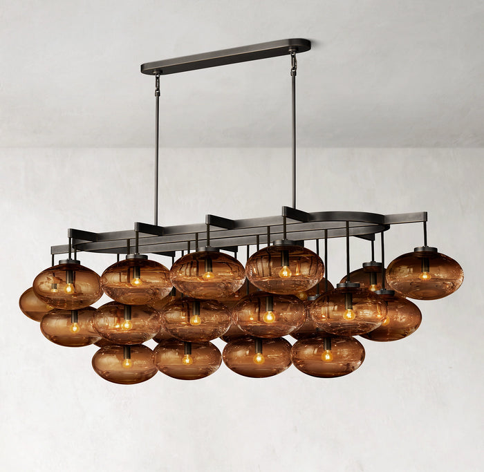 CABRETTE AMBER GLASS LINEAR CHANDELIER 72"-Vancei