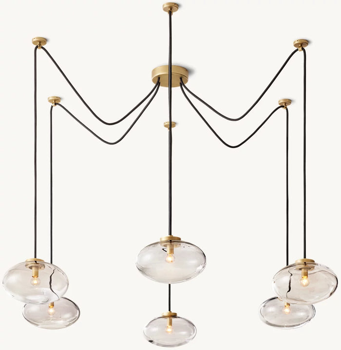 Cabrette Clear Glass Suspended Chandelier 84"-Vancei