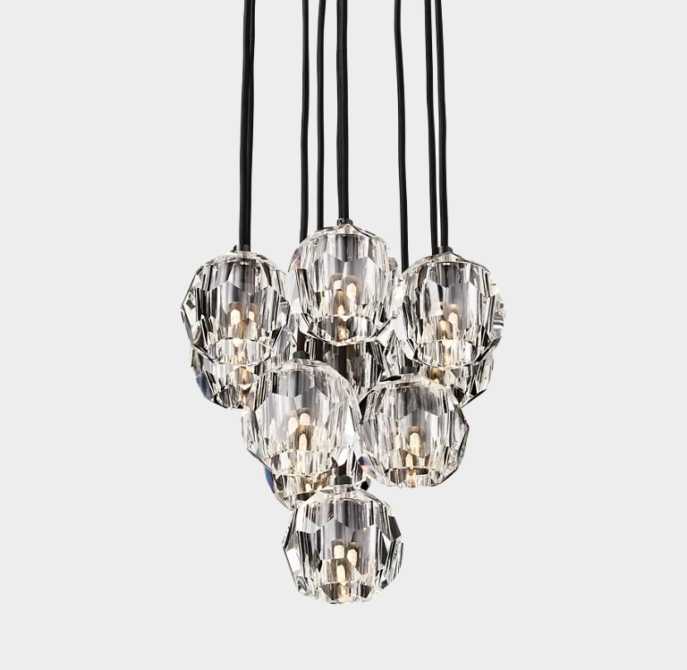 Bille De Crystal Ball Cluster Chandelier 14"-Vancei