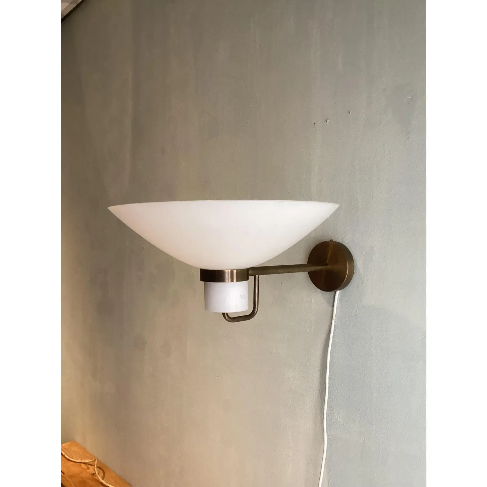Scandinavian Brass & Glass Wall Light from Lyfa, 1960s