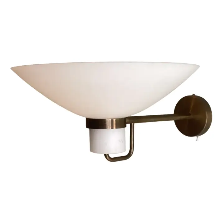 Scandinavian Brass & Glass Wall Light from Lyfa, 1960s