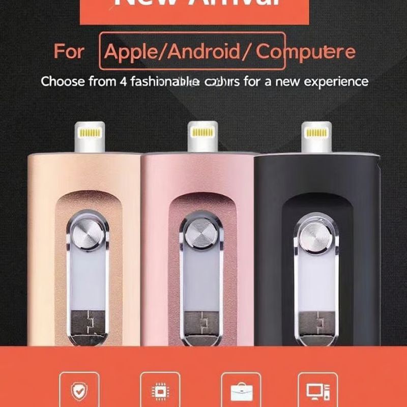 3 in 1 Flash Drive, Portable High Speed USB 3.0 Memory Storage, OTG Flash Pen Drive with Free Type-C Adapter for Android Phones/PC and More Devices