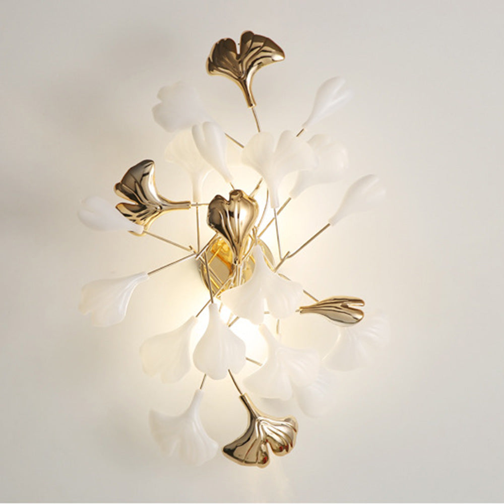 Olivia wall lamp, 12/22 leaves, ceramic & metal