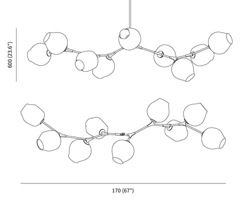 Branching bubble chandelier