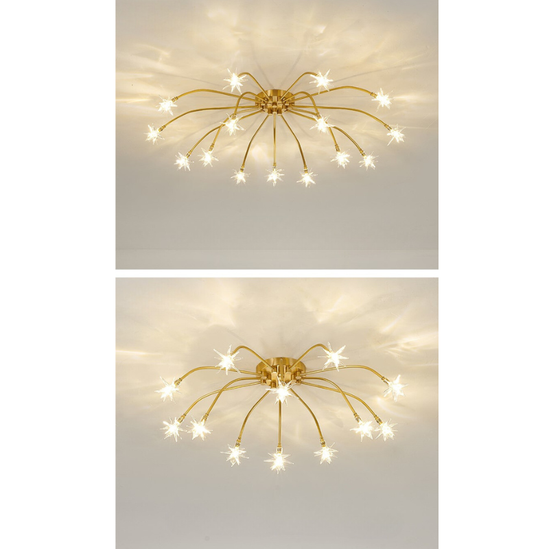 Madina Art Deco Starry Metal Glass Flush Mount Ceiling Light
