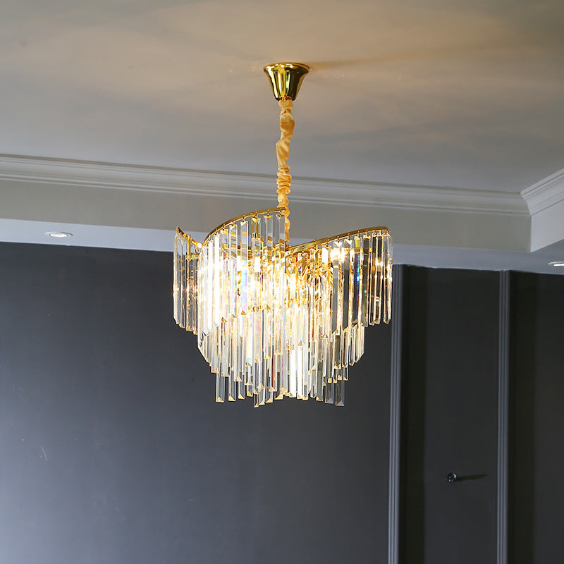 Modern Luxury Screw Multi-Level Long Rectangle Hardware Crystal 10/16/