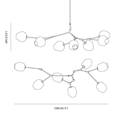 Branching bubble chandelier