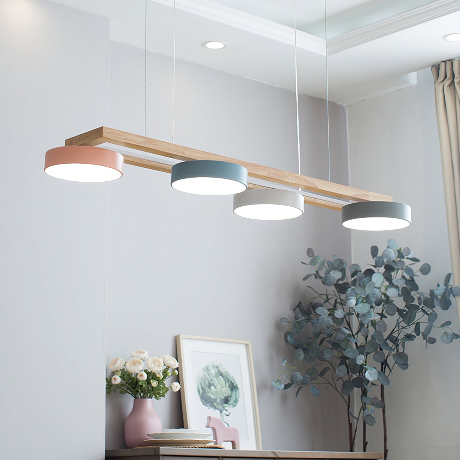 Nordic Wood Style Macaron LED Pendant Lamp G79
