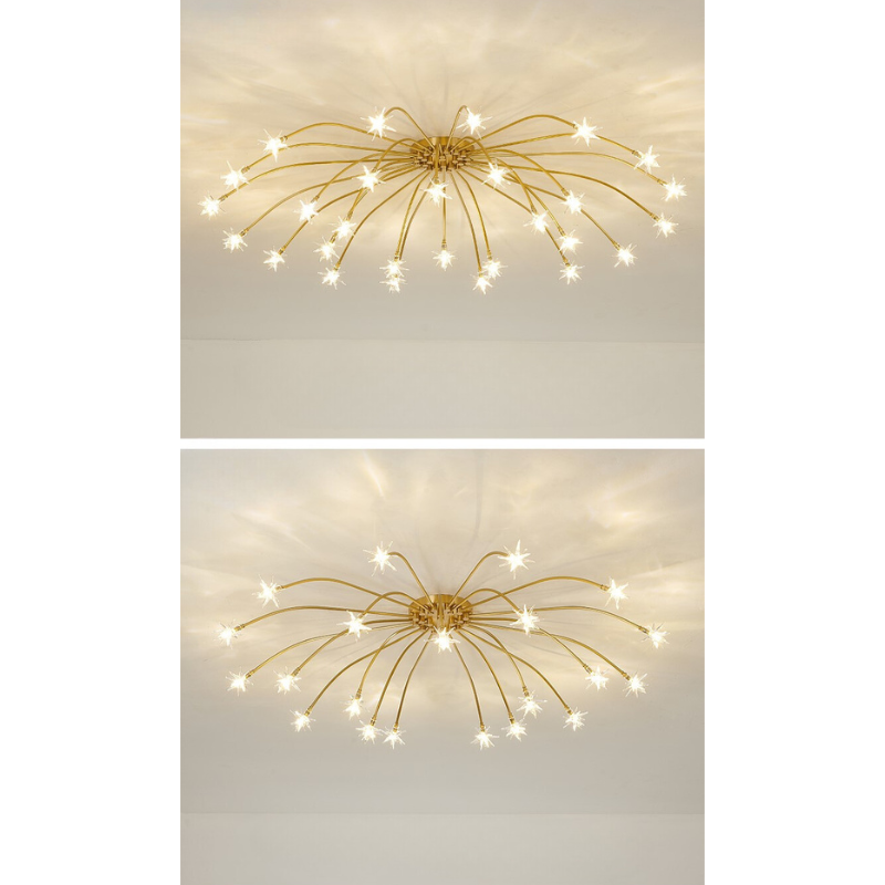 Madina Art Deco Starry Metal Glass Flush Mount Ceiling Light