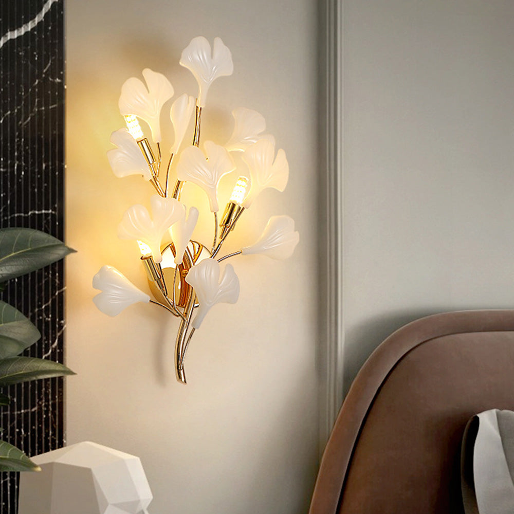 Olivia wall lamp, 12/22 leaves, ceramic & metal
