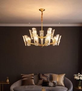 Glass Disks Chandelier/Brass