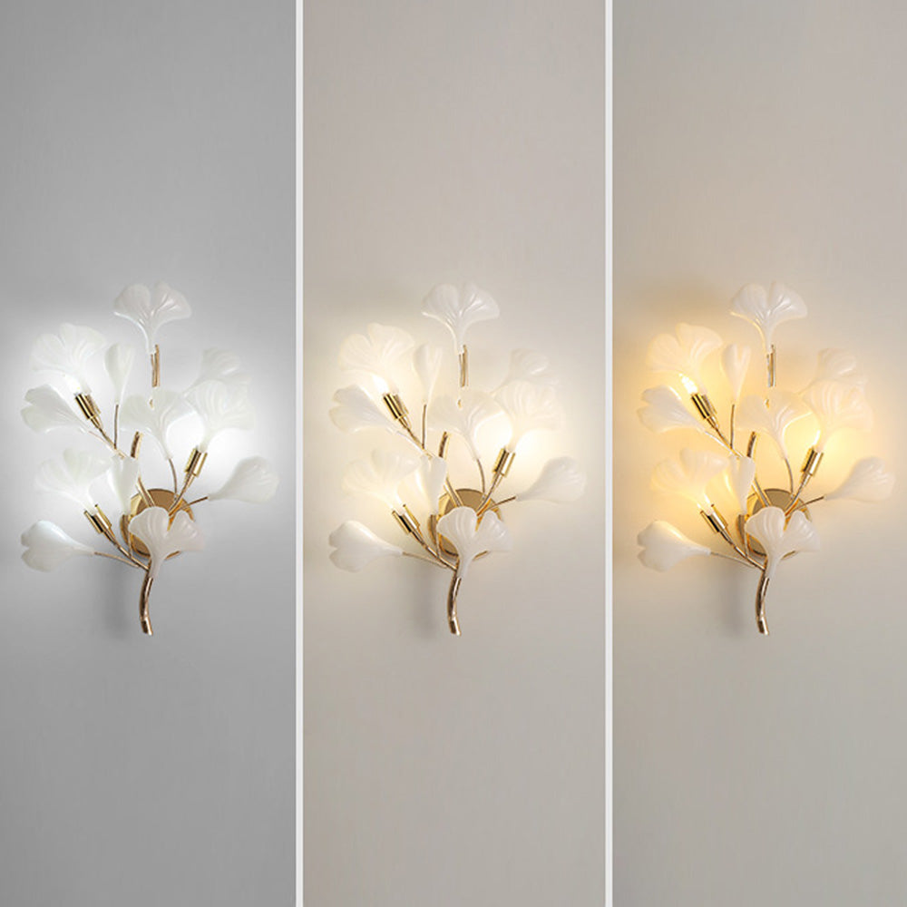 Olivia wall lamp, 12/22 leaves, ceramic & metal