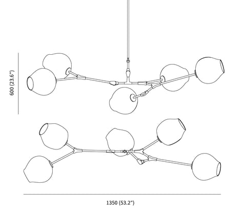 Branching bubble chandelier