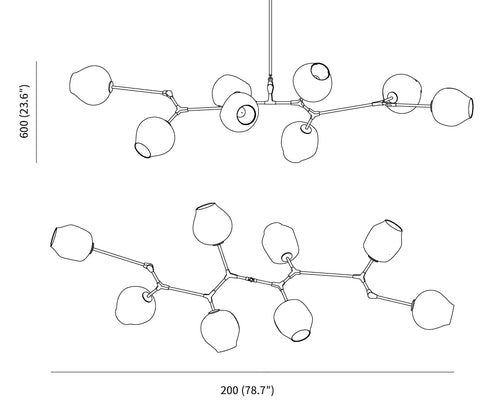Branching bubble chandelier
