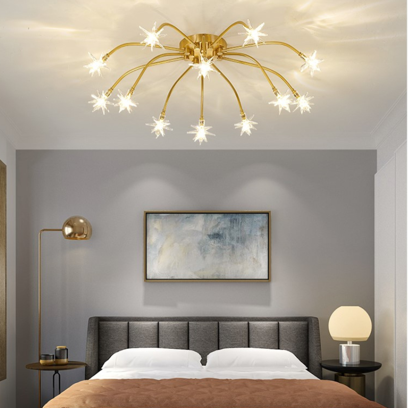 Madina Art Deco Starry Metal Glass Flush Mount Ceiling Light
