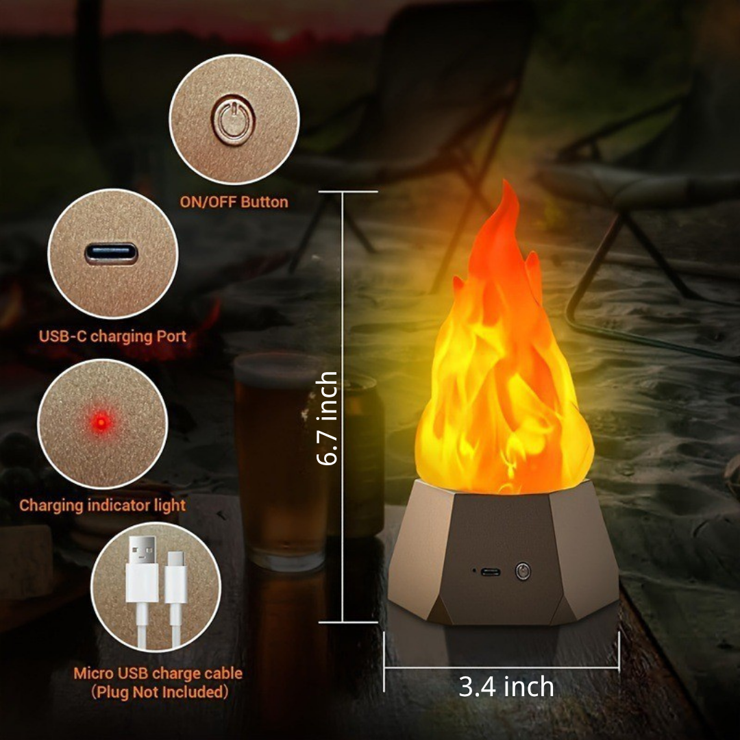Flickering Flame Lamp USB Rechargeable Outdoor Halloween Decoration