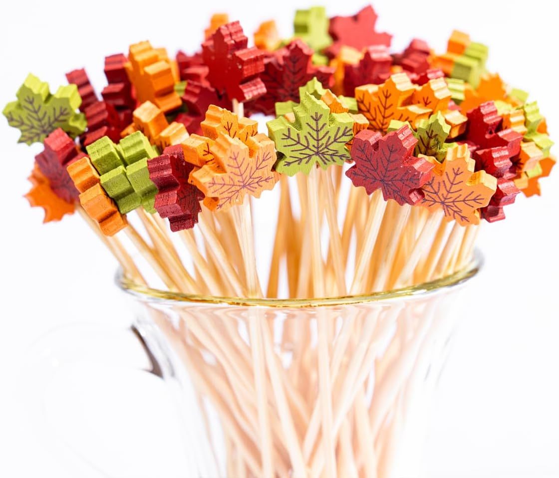 100Pcs Fall Cocktail Picks 4.7inch