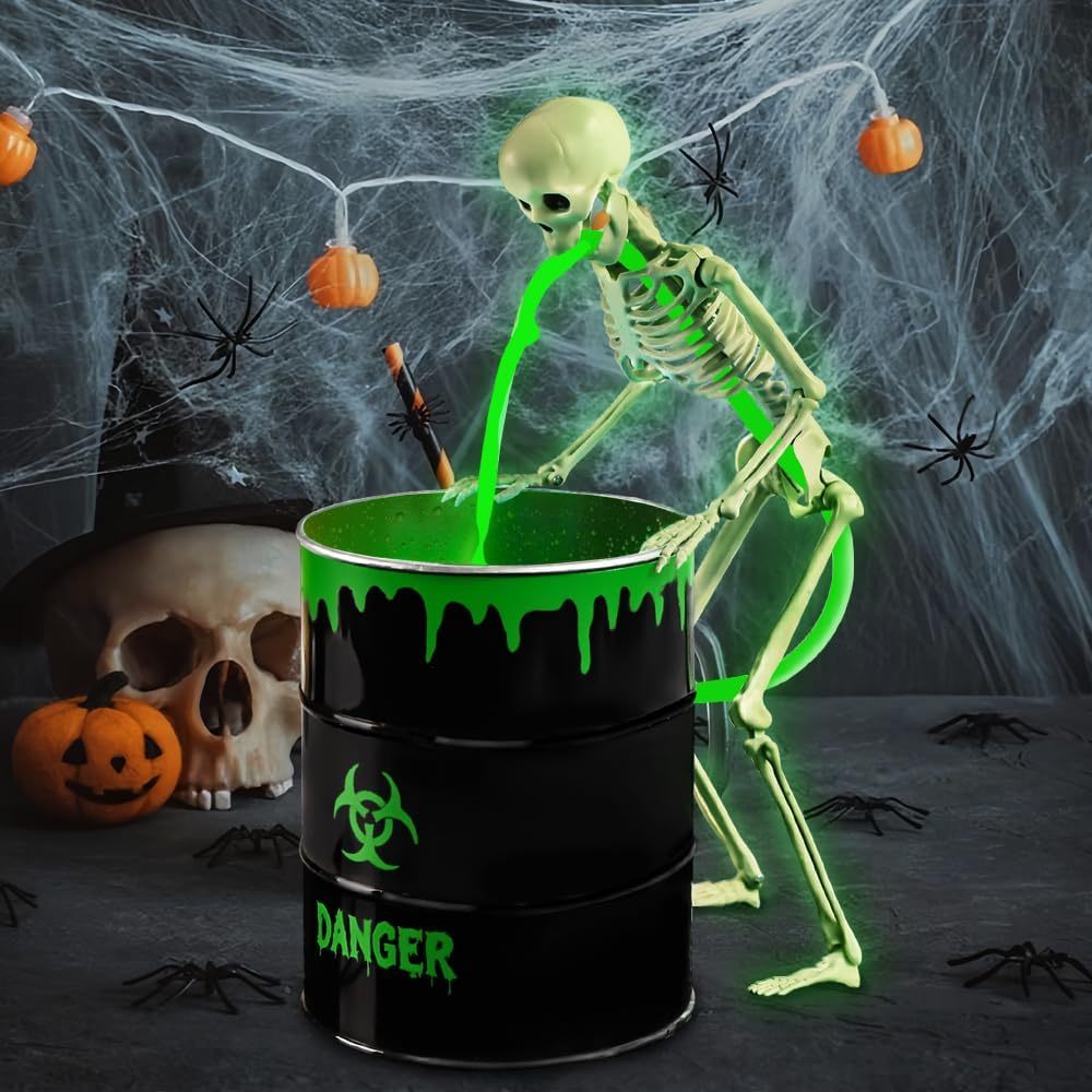 Halloween Puking Skeleton with UV Black Light Water Pump Bucket