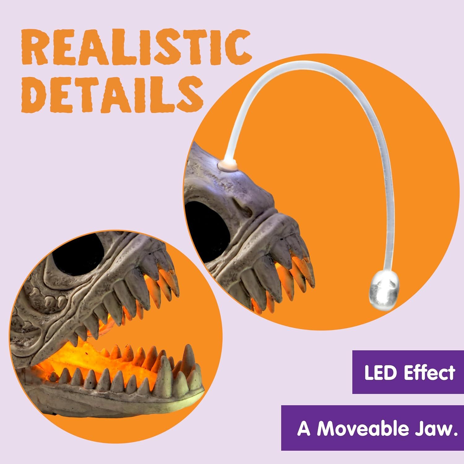 Halloween Skeleton Lantern Fish with LED Eye (10.2” *5.5” *3”)