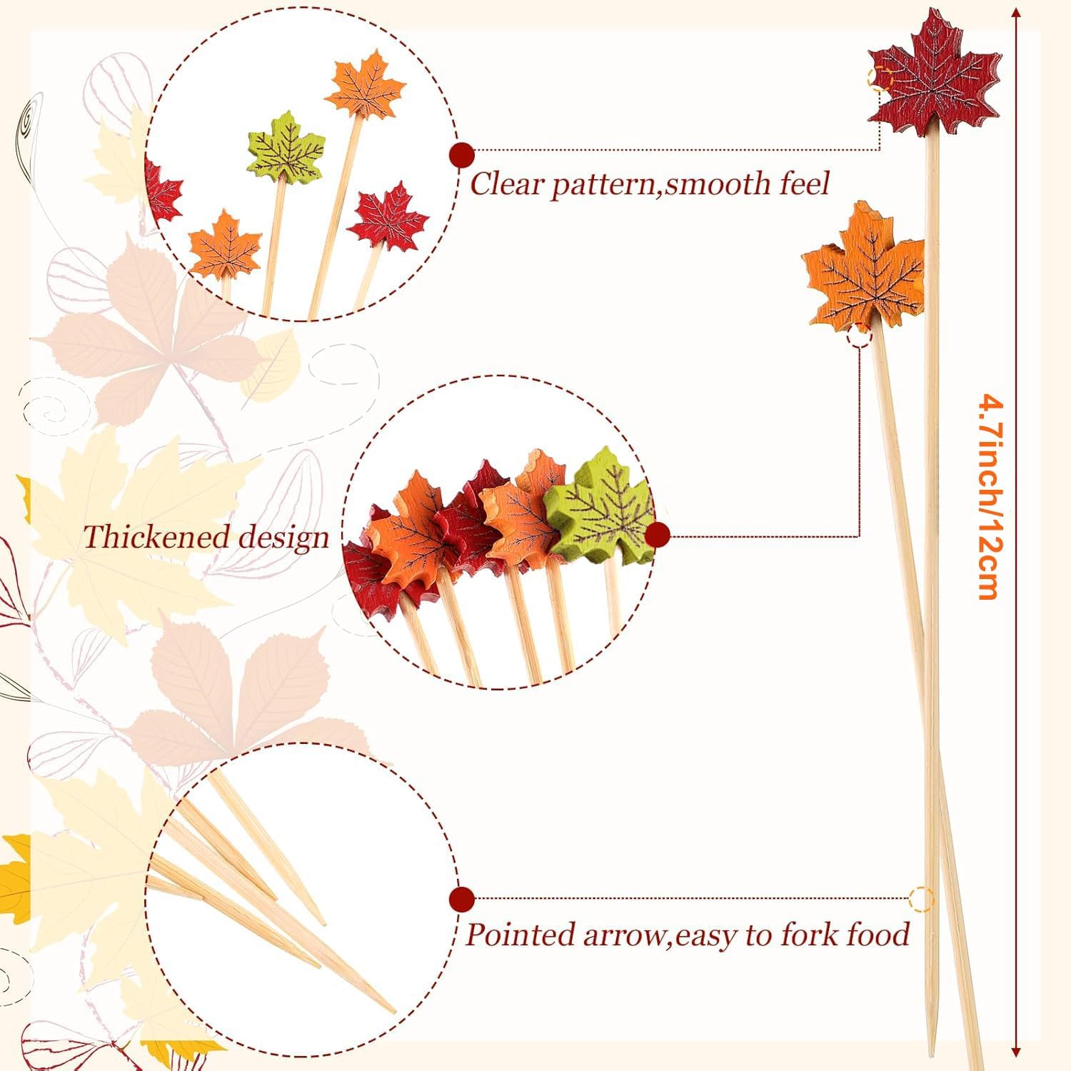 100Pcs Fall Cocktail Picks 4.7inch