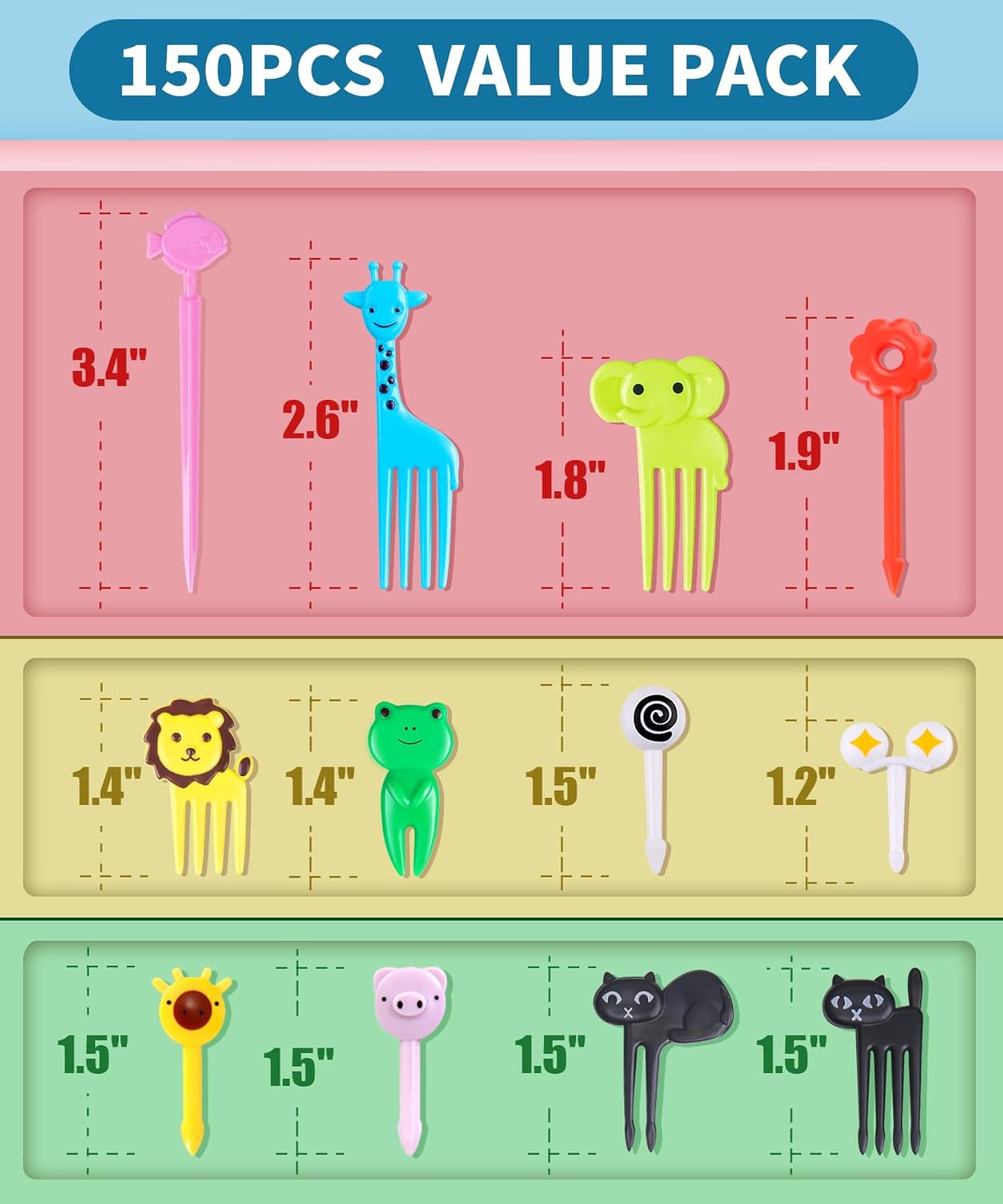 150 Pcs Animal Cocktail Picks
