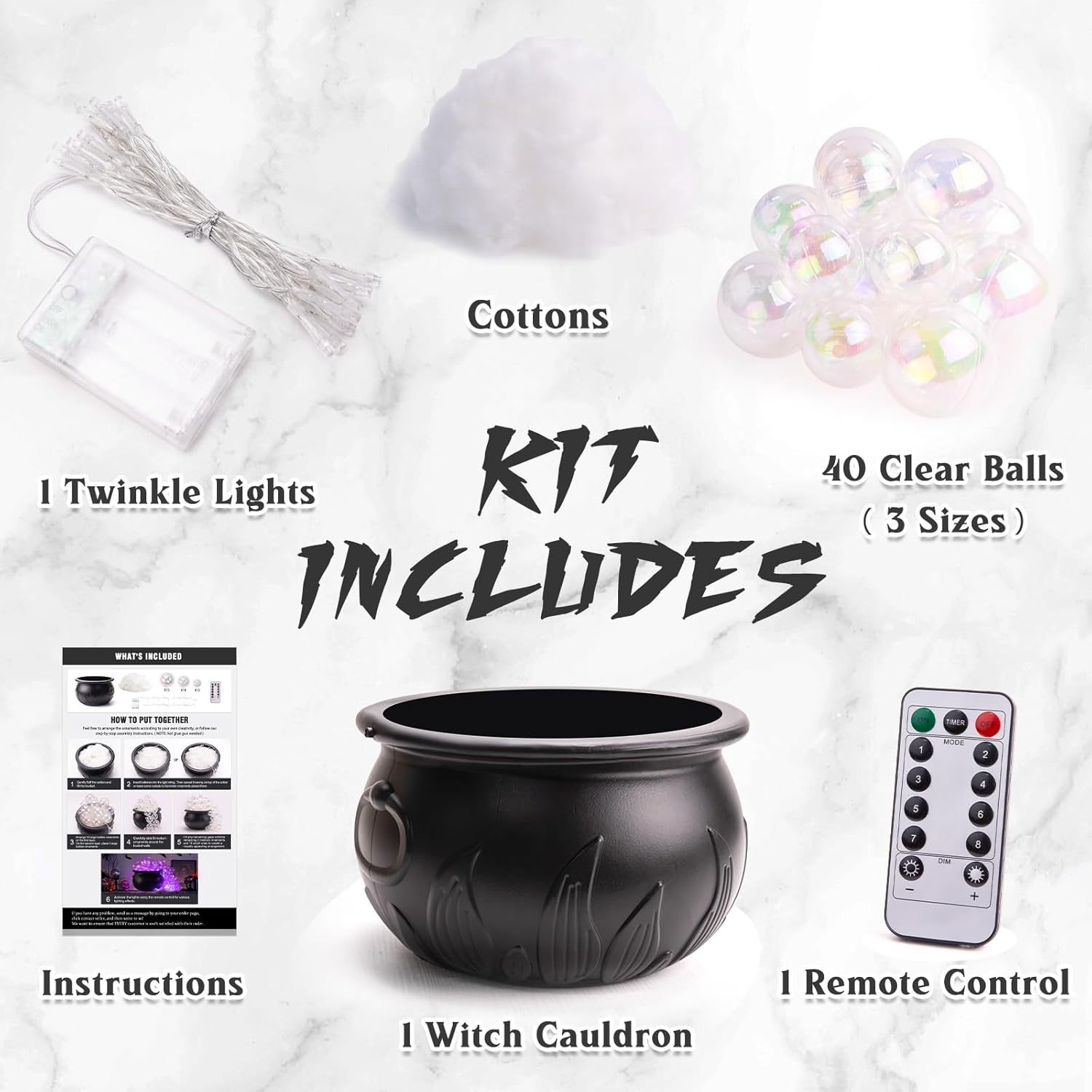 Halloween Decorations Indoor - DIY Bubbling Cauldron Set