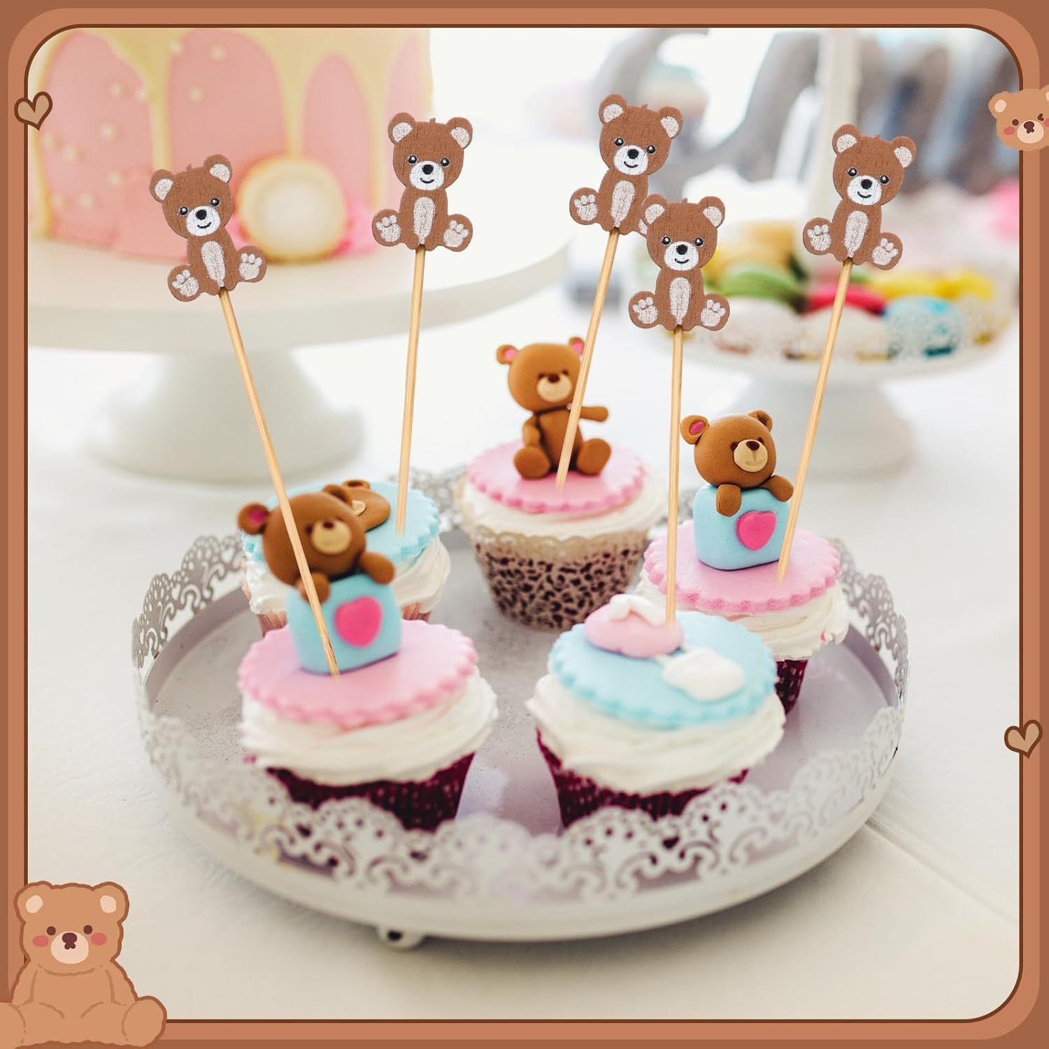 100 Pcs Bear Cocktail Picks 4.7 Inch