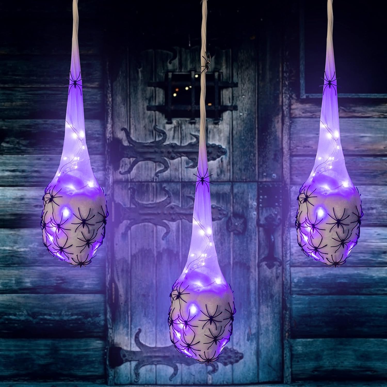 3.2FT Halloween Hanging Light Up Spider Egg Sacs 3 Packs
