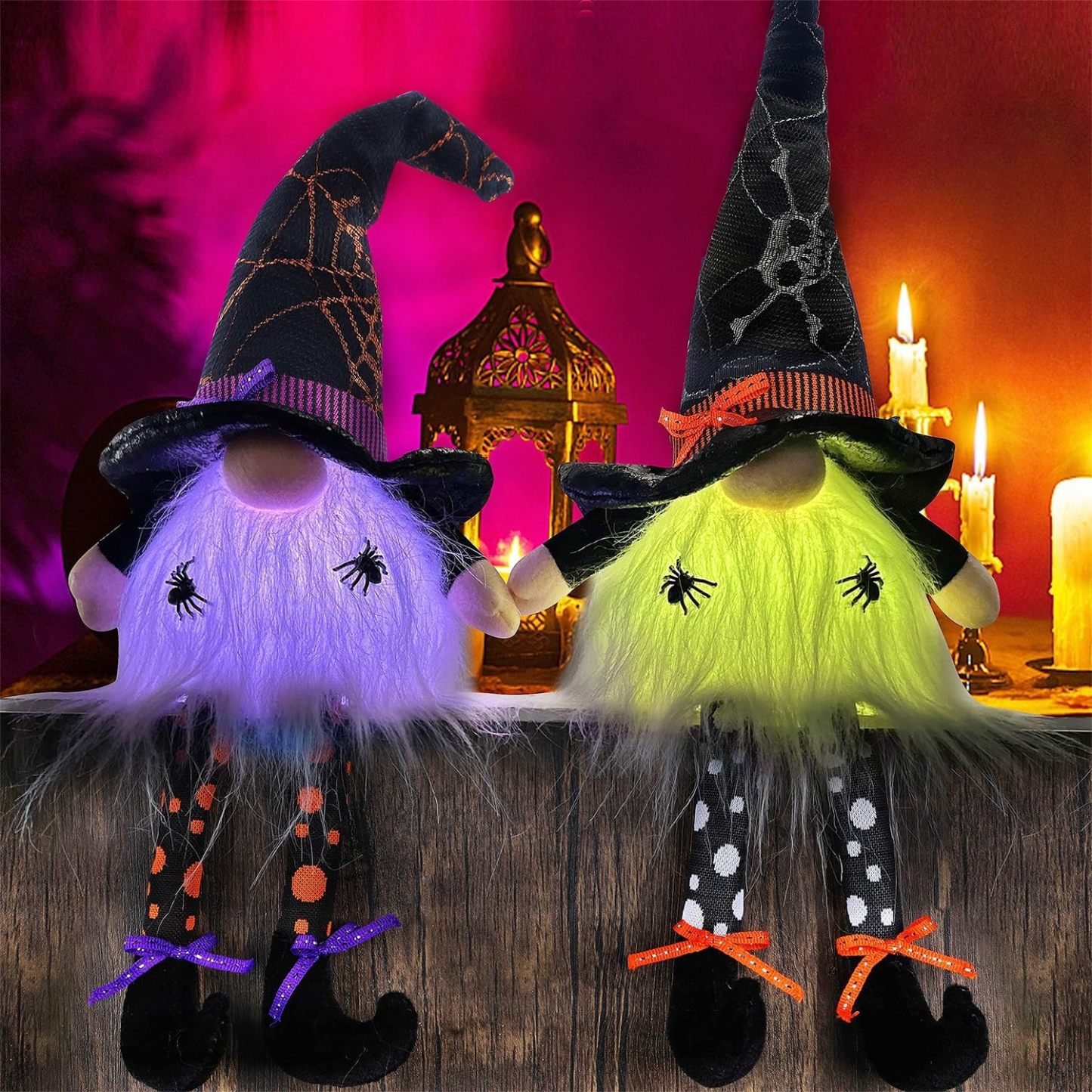 2 Pack Halloween Lighted Gnomes 17"