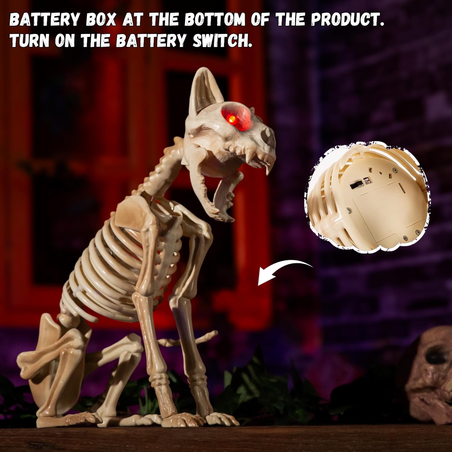 Halloween Animatronics 15" Skeleton Cat