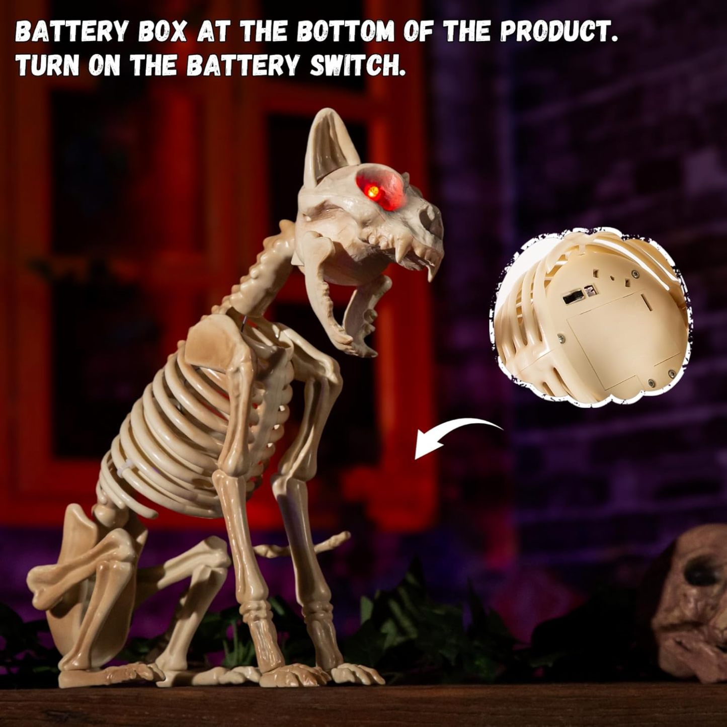 Halloween Animatronics 15" Skeleton Cat