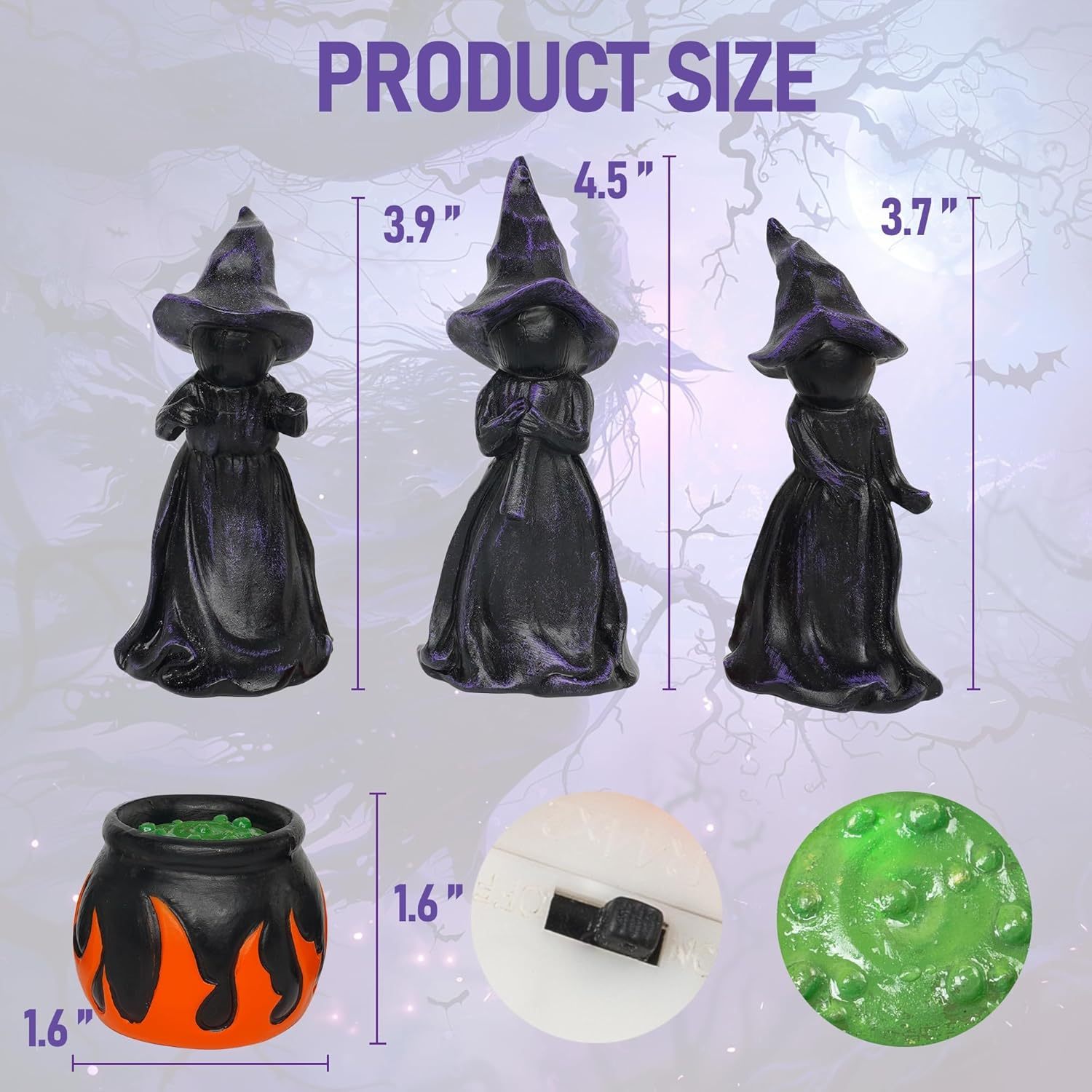 4 PCS Witches Cauldron Figurine