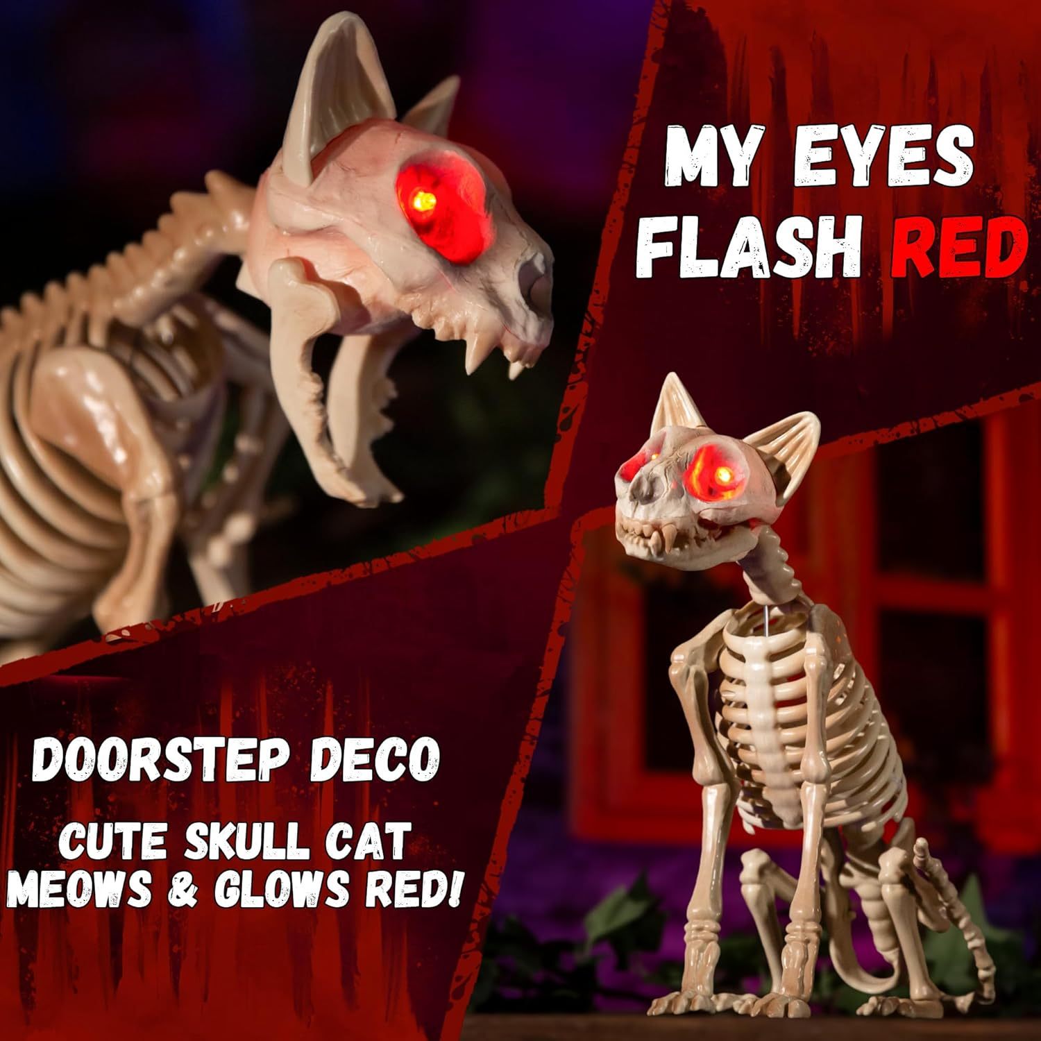 Halloween Animatronics 15" Skeleton Cat